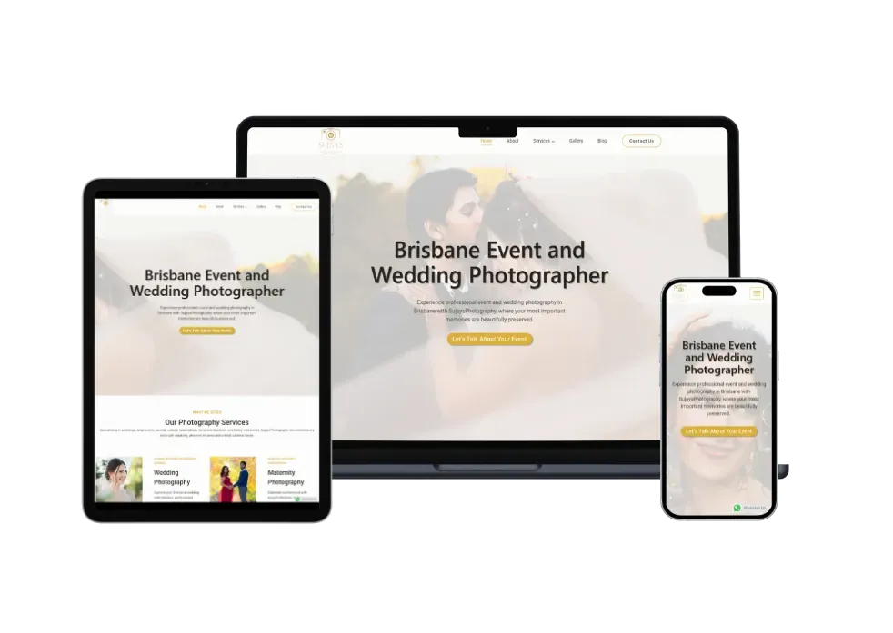 Sujay’s Photography website shown on desktop, tablet and mobile