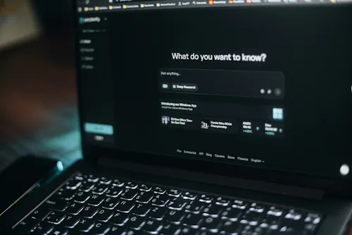 ChatGpt search page on laptop. Sevinu, Shopify website designer in Brisbane. Photo from Unsplash.