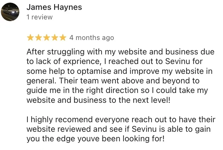 Google review screenshot from client 2